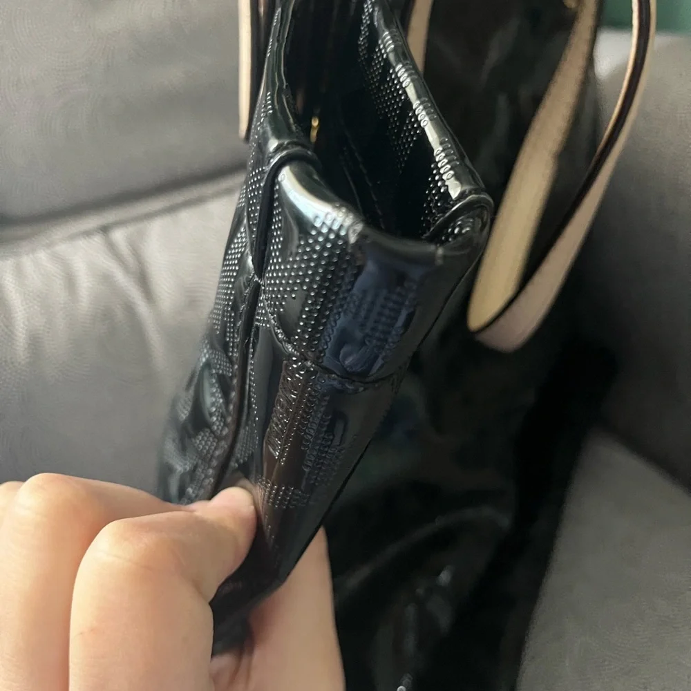 Michael Kors Glossy Black Tote with Tan Handles - Picture 5 of 6